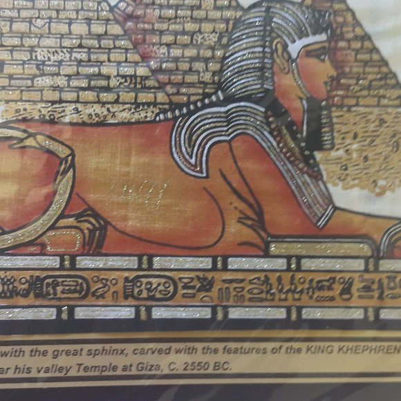 Hand-painted papyrus painted souvenir portrait (The Sphinx Design) - Picture 14 of 16